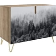 thumbnail image 3 of PixonSign Sideboard and Buffet Cabinet, 2 Doors Wood Storage Cabinet Console Table with Duotone Misty Foggy Mountain Forestra for Kitchen, Bedroom, Dinning, Foyer, Office - 35" L x 18" W x 29" H, 3 of 5