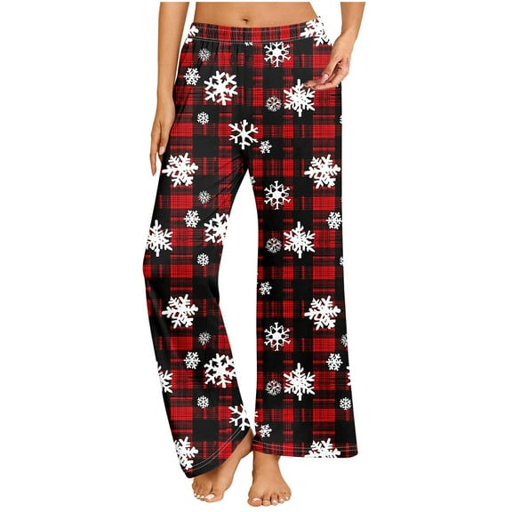 Riecok Womens Pajama Pants Christmas Elastic Waist Straight Leg Lounge Pants Cute Print Trendy Casual Pajama Bottoms Multicolor 3XL