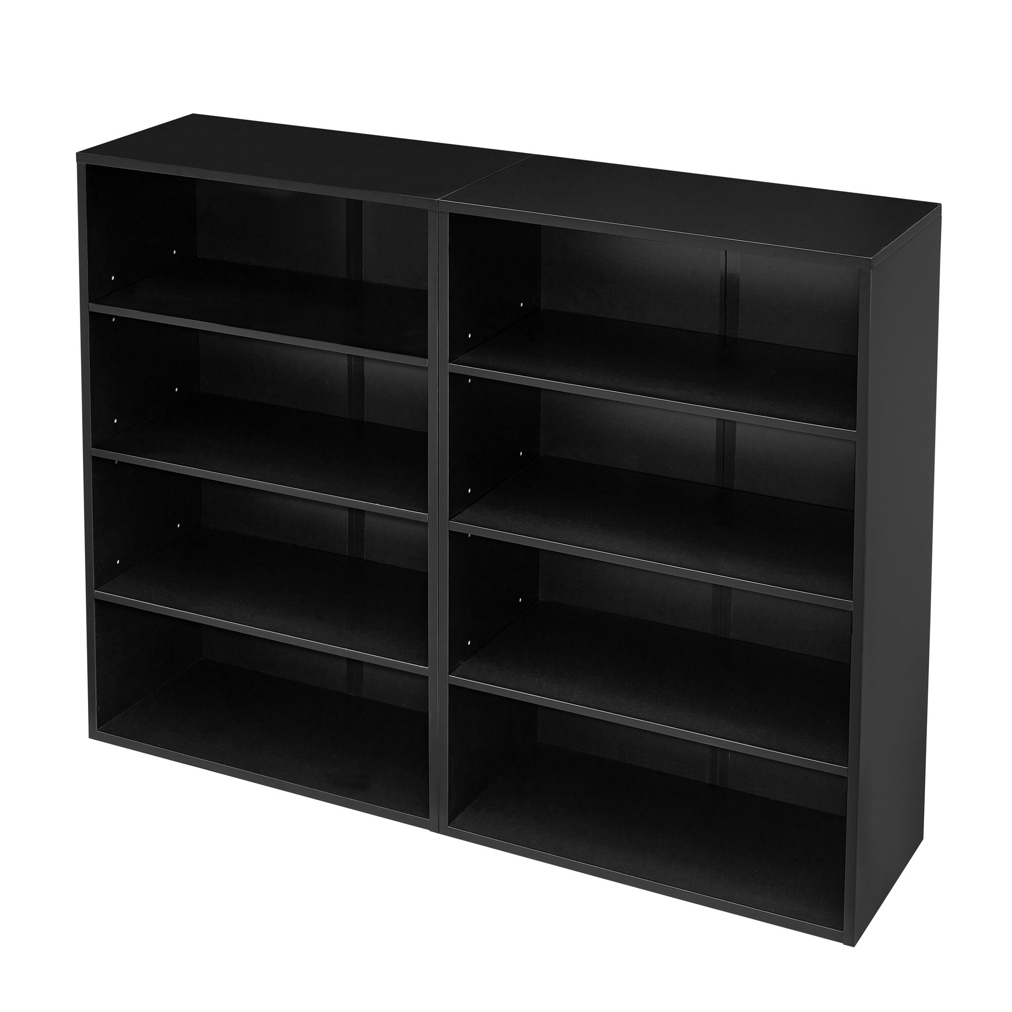 AENKYO 71'' 8-Tier Adjustable Bookshelf, Stackable 4-Tier Bookcases, Media Storage Rack for Books or Decor, Black