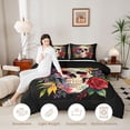 thumbnail image 3 of Homewish Watercolor Skull Skeleton Twin Comforter Sets,Floral Leaves Bedding Set,Happy Halloween Duvet,Black Reversible,2pcs,1 Comforter and 1 Pillowcase, 3 of 7