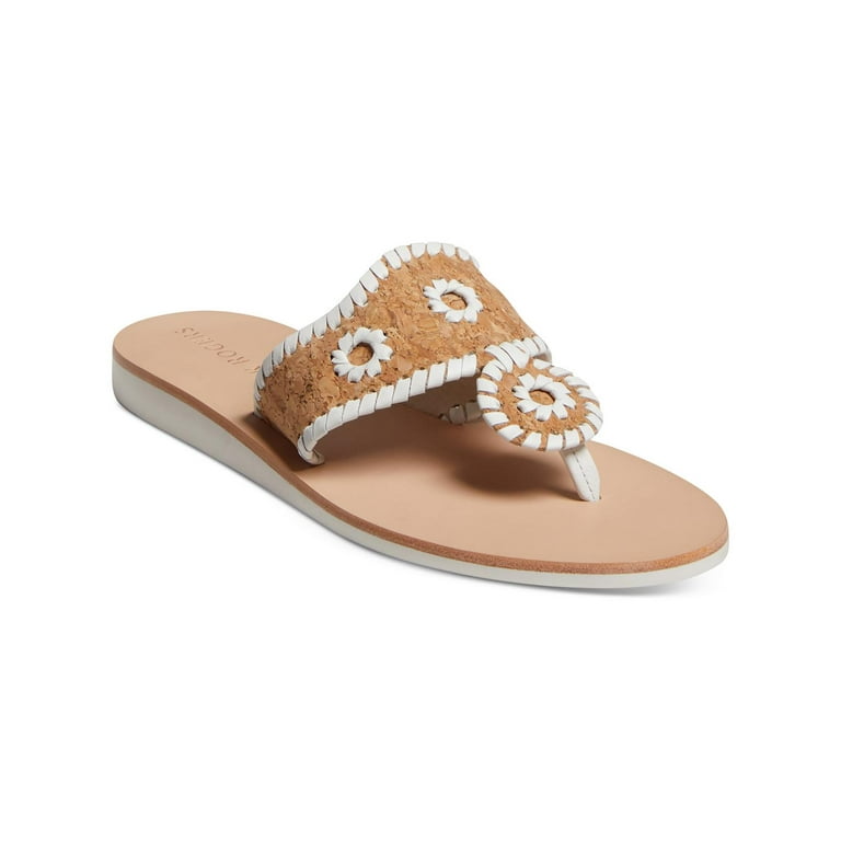 Jack Rogers Womens Boating Jacks Cork Leather Thong Sandals Walmart