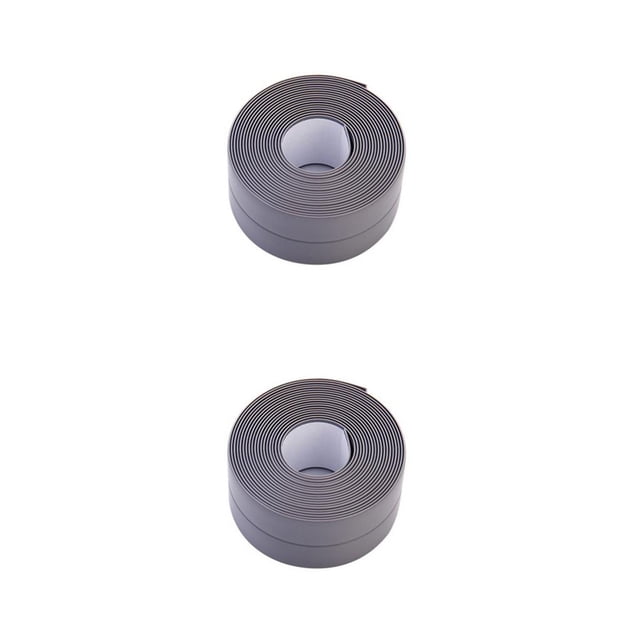bedienty PVC Self Adhesive Caulk Sealing Strip Tape For Kitchen Wall Sink Toilet Bathroom gray 2Set