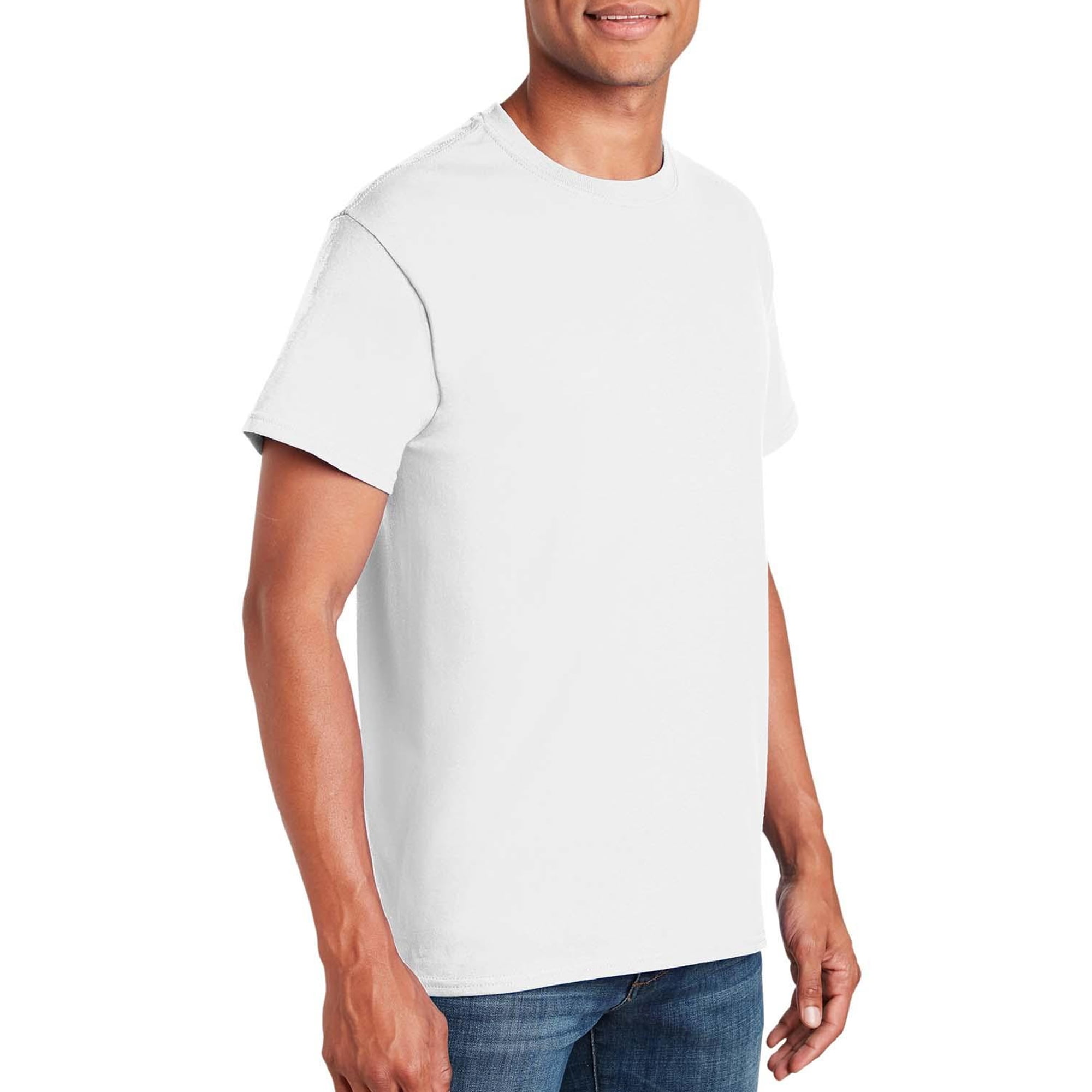 Gildan Short Sleeve T-Shirt -GR50, Men's Crew Neck Tee 100% Heavy Cotton T-Shirt, (L, White)