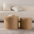 thumbnail image 3 of Nesting Round Coffee Table Set of 2 - Modern Natural Wood Accent Tables, 3 of 8