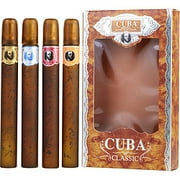 CUBA VARIETY 4 PIECE VARIETY WITH CUBA GOLD, BLUE, RED & ORANGE & ALL ARE EDT SPRAY 1.17 OZ BY Cuba