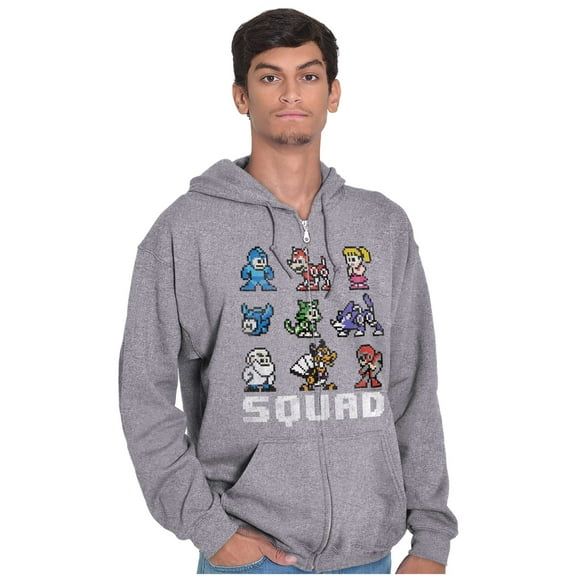 Mega Man Squad Goals Game Characters Zip Up Hoodie Men's Women's Brisco Brands S