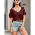 thumbnail image 5 of Women Large V-Neck Short Sleeve Bottoming Shirt, 5 of 6
