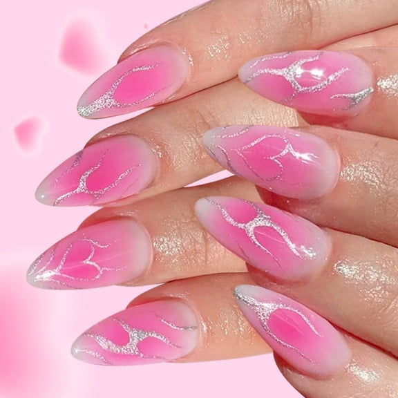 Zeiwohndc Heart Flame False Nail Pink Blush Sweet Design Press On Nail For Daily Use