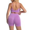 thumbnail image 5 of Women 2 Piece Workout Sets Compression Tummy Control Leggings with Pockets Halter Built in Bra Tank Tops,Compression(Purple,XL), 5 of 7