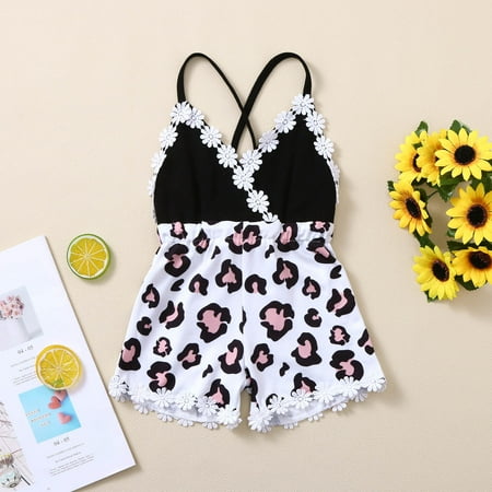 

Baby girl jumpsuit Toddler Baby Girls Ruffles Leopard Printed Backless Suspender Romper Jumpsuit Fragarn