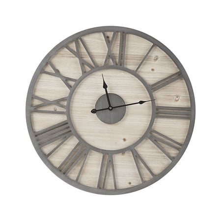 23.6 Wood Wall Clock Natural/Grey See below