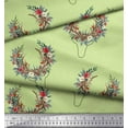 thumbnail image 2 of Soimoi Beige Poly Georgette Fabric Antler & Half Wreath Floral Print Fabric by the Yard 42 Inch Wide, 2 of 3
