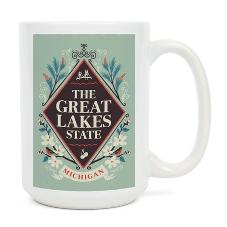 

15 fl oz Ceramic Mug Michigan State Motto Crest State Series Dishwasher & Microwave Safe