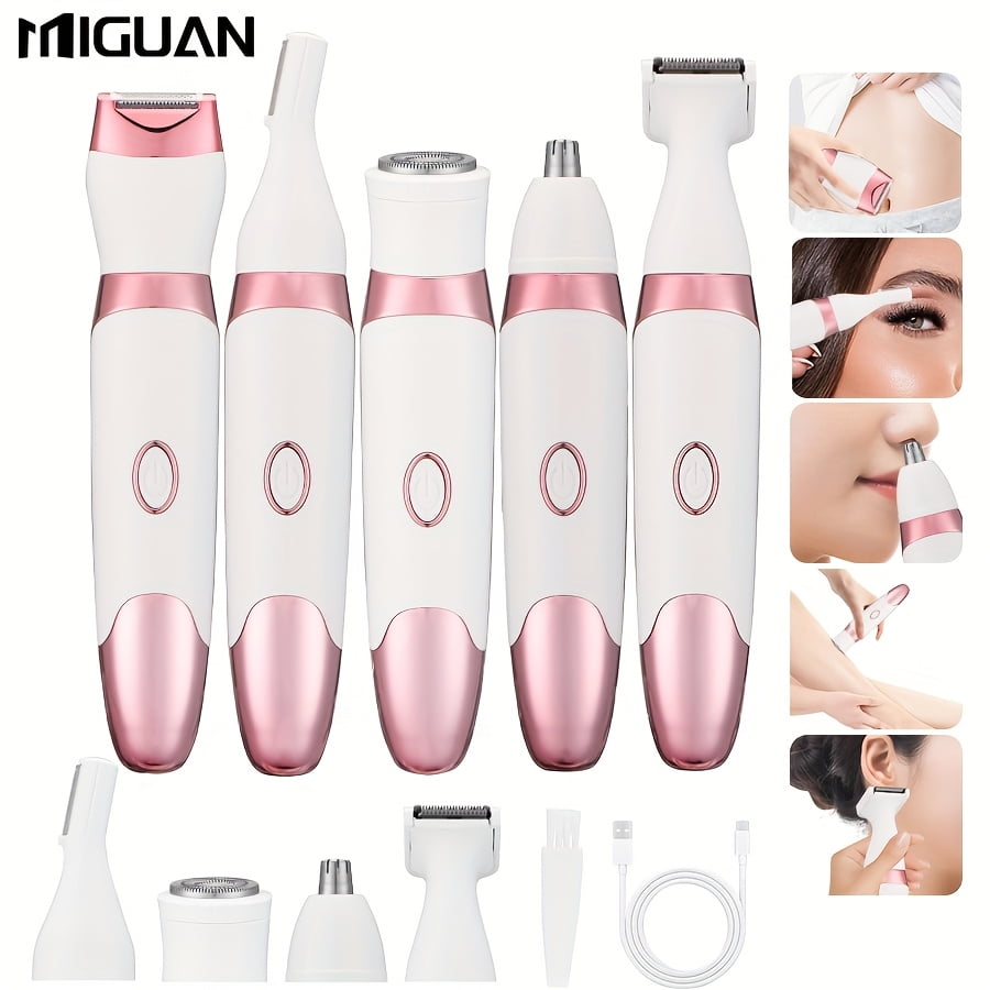 Women's 4-in-1 Digital Display Electric Hair Removal Kit, USB Rechargeable Multi-functional Trimmer, Underarm Shaver, Face Trimmer, Nose Hair Trimmer, Full Body Hair Removal Device