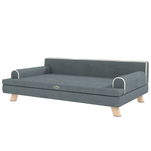 Dark Grey Elevated Dog Sofa Bed with Washable Cover - Cozy Pet Couch for Medium & Large Dogs, Up to 55lbs, Comfortable Living Room Furniture