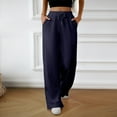 thumbnail image 2 of FRSASU Women Wide Leg Pants Drawstring Elastic High Waisted Casual Trousers with Pockets Lounge Comfy Blue, 2 of 4