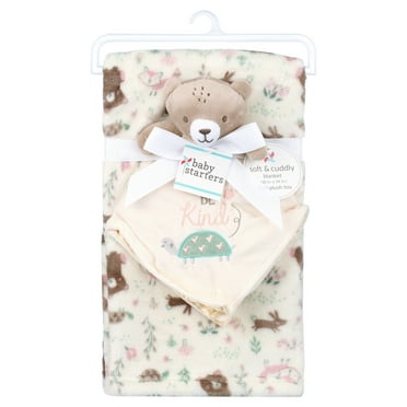 Baby Starters Blanket with Bear Snuggle Set, 30"x34", Cream
