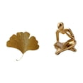 thumbnail image 6 of 2 Pieces Abstract Thinker Statue Ginkgo Leaves Wall Sculpture Wrought Iron Art Crafts for Living Room Office Shelf, 6 of 8