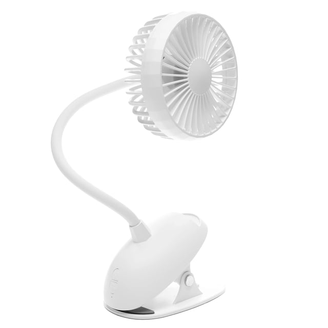 Ventilador con clip O2COOL recargable por USB, batería, 12.7 cm, con 3 velocidades