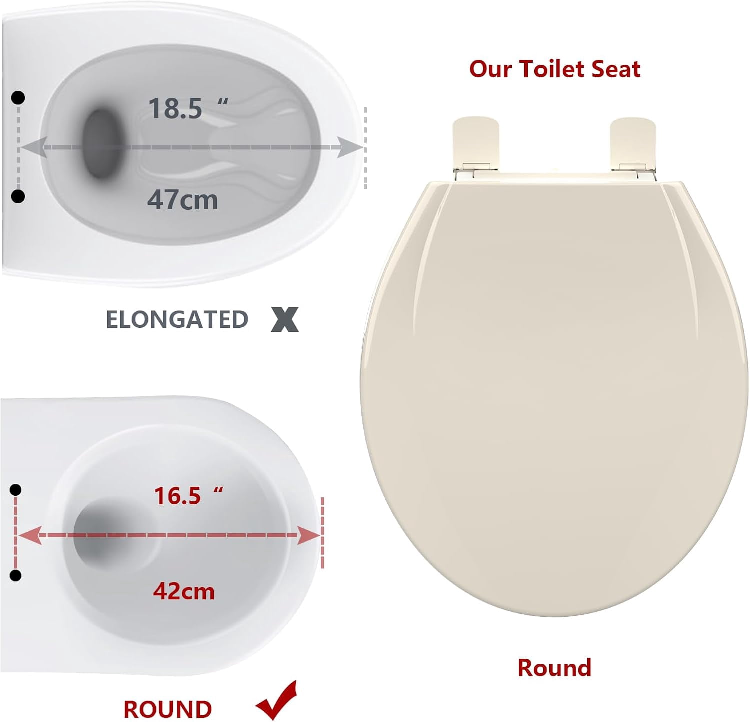 Toilet Seat, Soft Close Toilet Seat Quiet Lid, Quick-Release Hinges and Quick-Attach Hardware, Apartment Essentials, for Easy Clean and Stain-Resistant