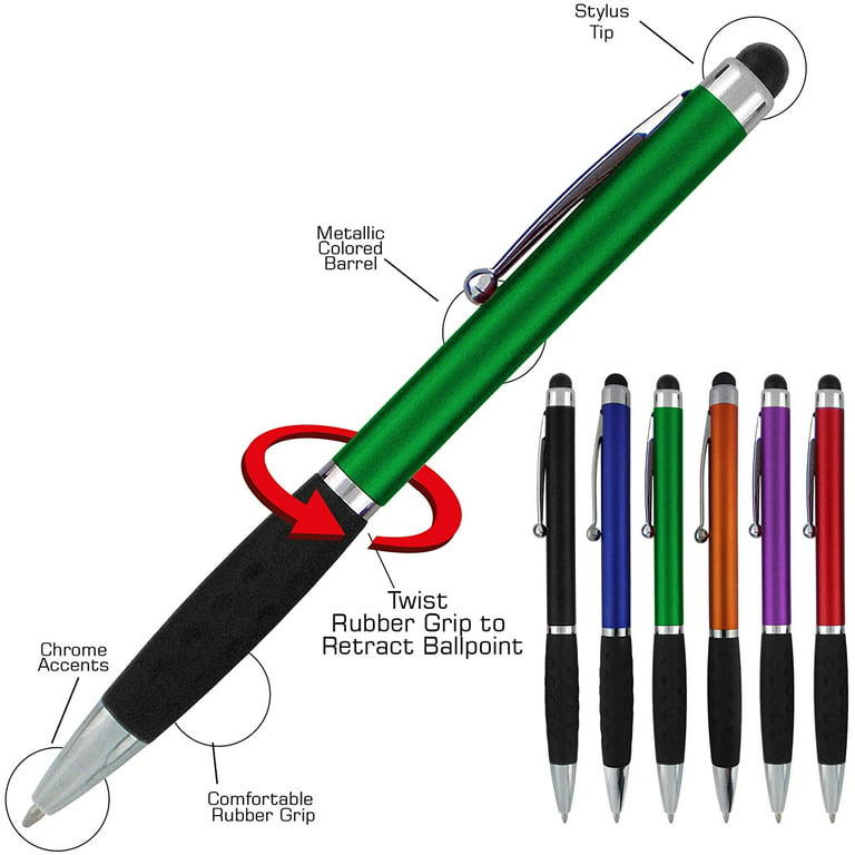Funny Pens Set Of 10 Capacitive Stylus Pens, Metal Push Ballpoint Pens