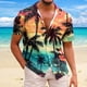 thumbnail image 2 of Shirt For Men Casual Fashion Summer Short Sleeve Buttons Printed T Shirt Top S, 2 of 5