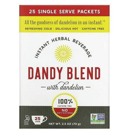 Dandy Blend Instant Herbal Beverage with Dandelion, Caffeine Free, 25 Single Serve Packets, 2.8 g Each