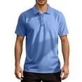 thumbnail image 5 of Polo Shirts for Men Solid Color Lapel Loose Outdoor Pockets Short Sleeved Collar Golf Button Mens T-Shirts Blue XL, 5 of 9