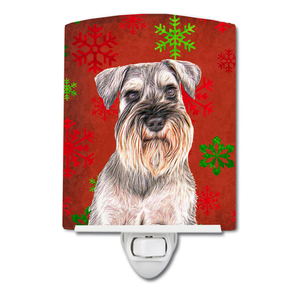 Red Snowflakes Christmas Schnauzer Ceramic Night Light