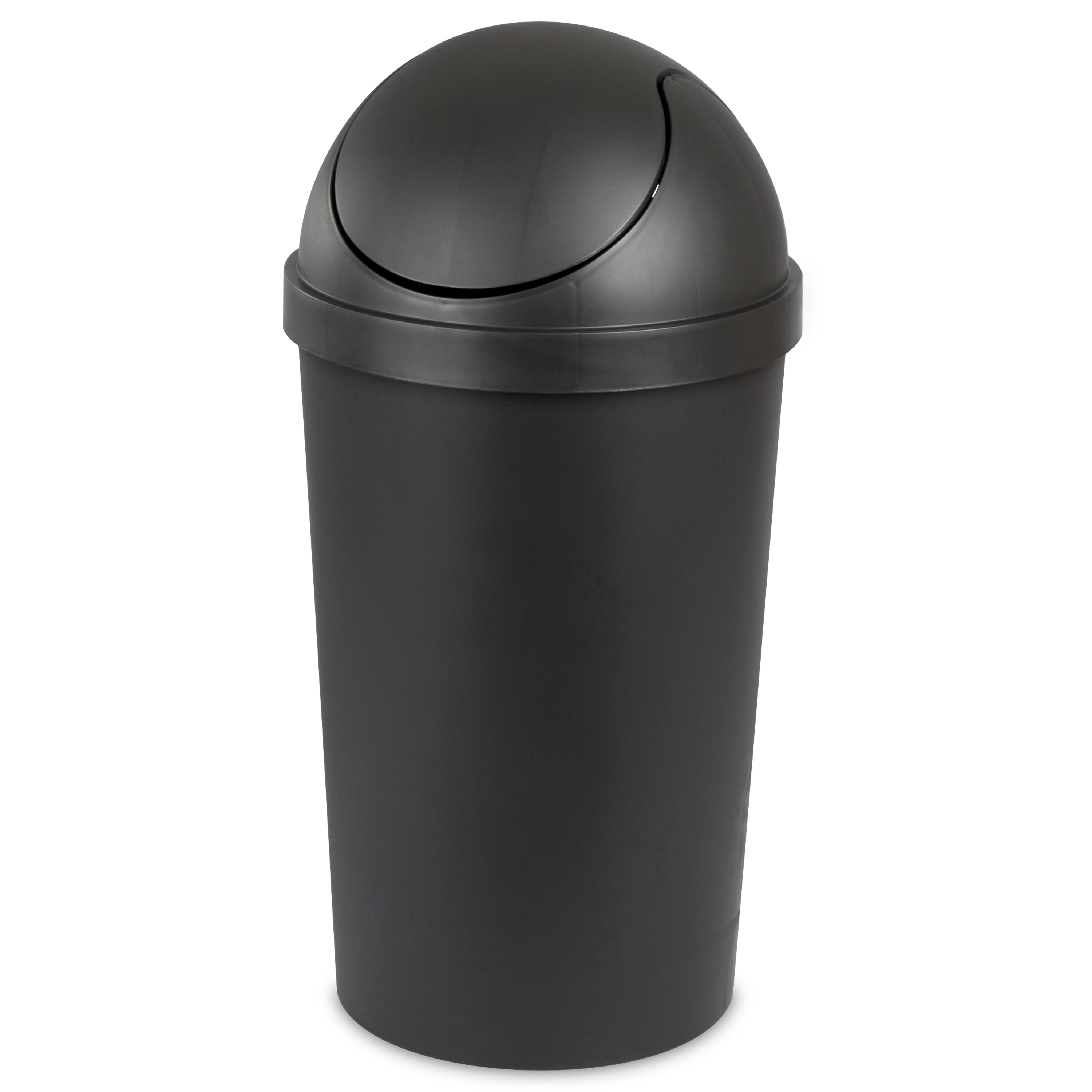 Sterilite 10.5 Gal. Round SwingTop Wastebasket Black Case of 4