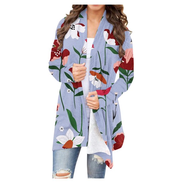 Ichuanyi liquidación de la moda femenina de la mujer impresión casual linda tops de manga larga abrigo de cárdigan blusestqz23071917 ICHUANYI WER2023082208590
