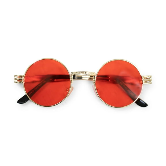 Red Vintage Round Frame Retro Sunglasses