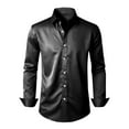 thumbnail image 7 of Mens Satin Long Sleeve Shirts Party Dancing Turndown Collar Shirt Vintage Solid Color Casual Blouse Tops, 7 of 7