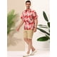 thumbnail image 4 of Lars Amadeus Camisa hawaiana de playa con botones y mangas cortas con estampado floral de verano para hombre Rosado rojo XL Unique Bargains Camisa, 4 of 6