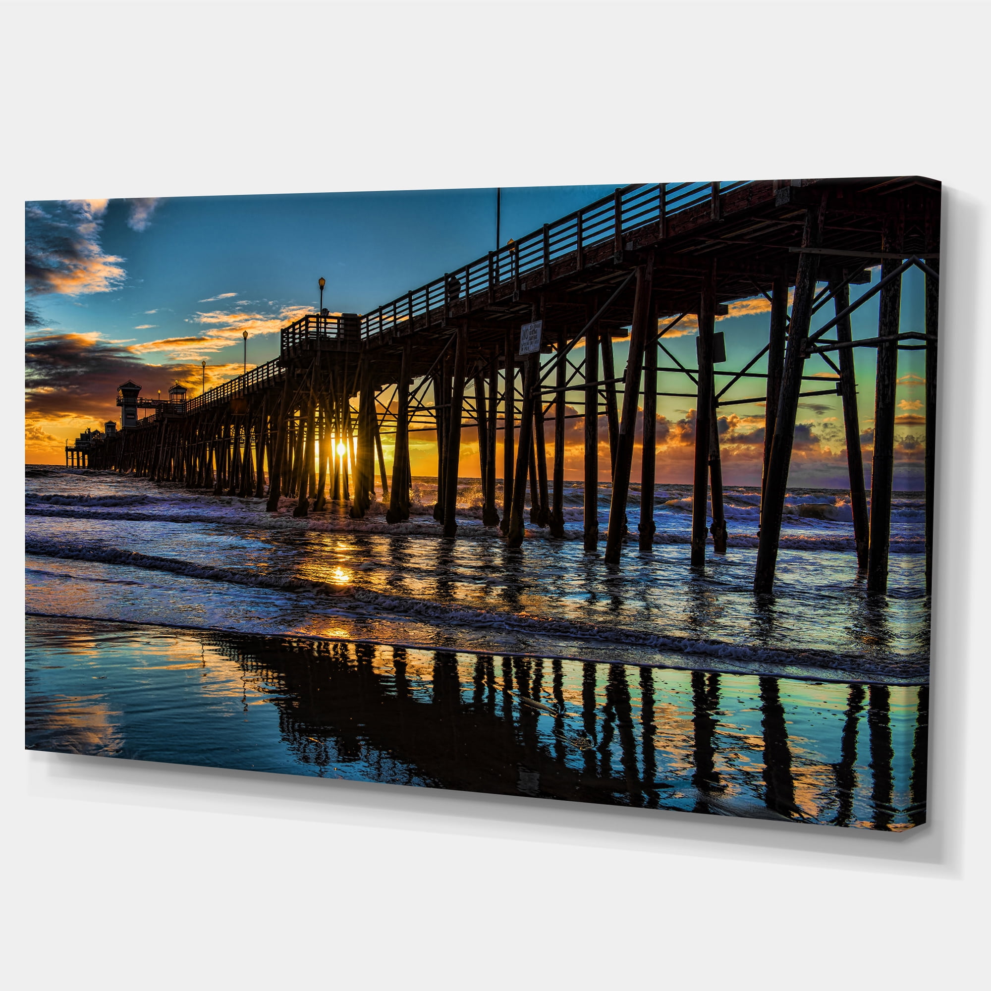 Designart 'Oceanside Pier at Evening ' Landscape Photography Canvas Print