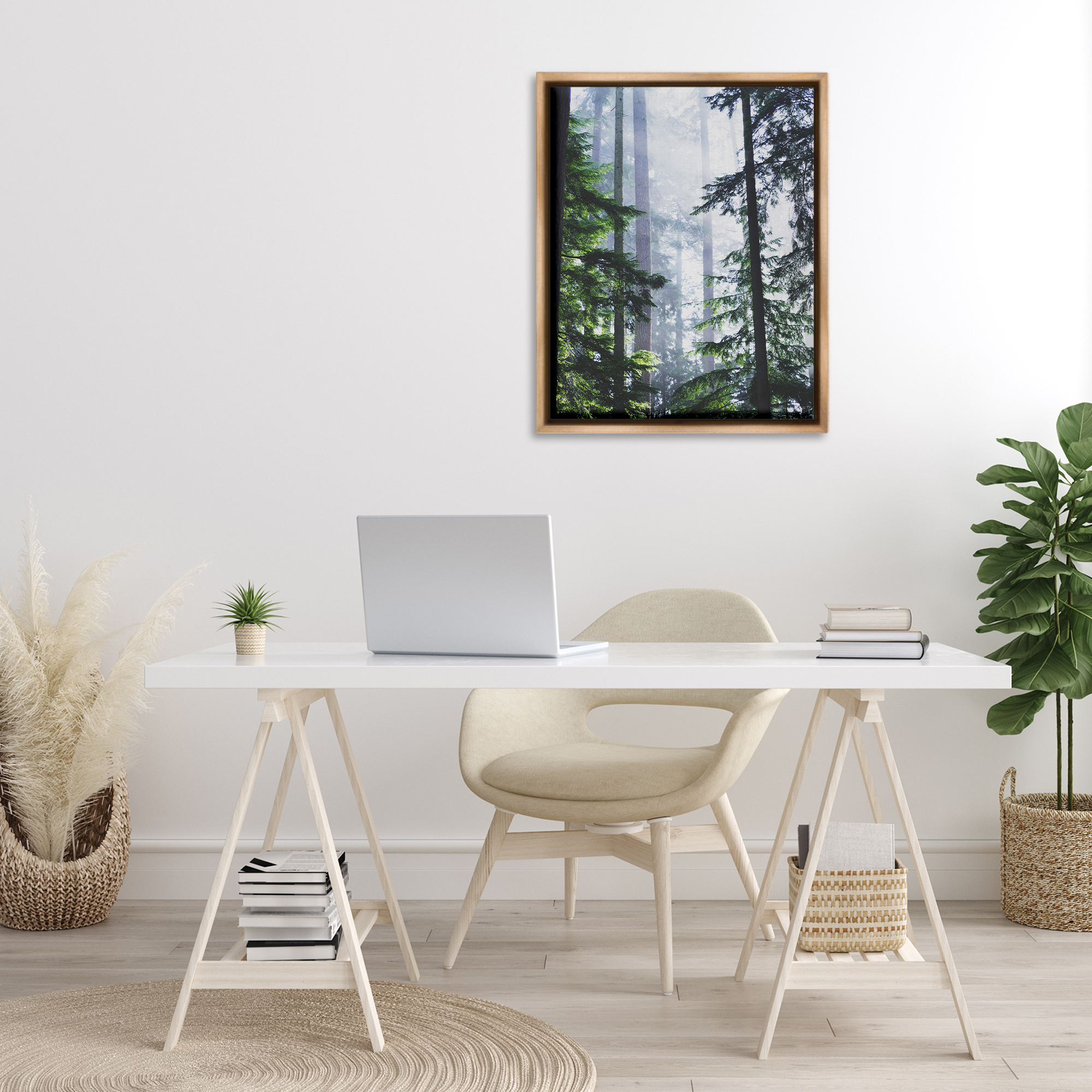 Stupell Industries Foggy Forest View Landscape Photography Brown Floater Framed Art Print Wall Art, 25 x 31