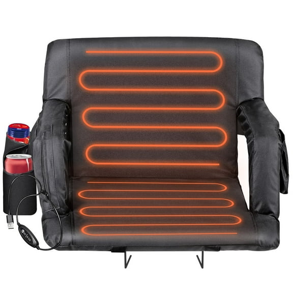 WSSYzyzf Foldable Heated Stadium Seats for Bleachers with Back Support and Wide Cushion, Portable for Cold Weather Events, Includes Heat Packs, Comfortable and Durable Design