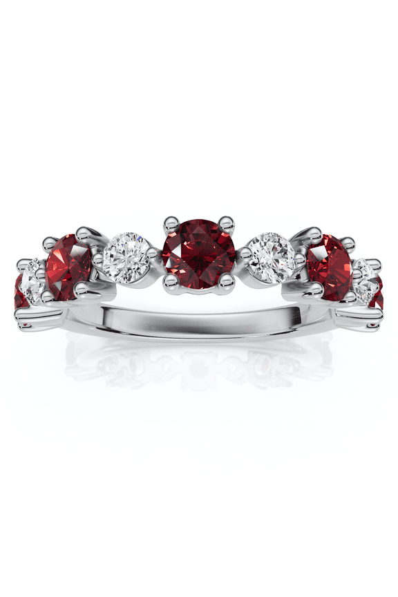 Pompeii 1Ct Sylvia Ruby & Diamond Anniversary Ring Gold Lab Grown (E/F,VS1-VS2)