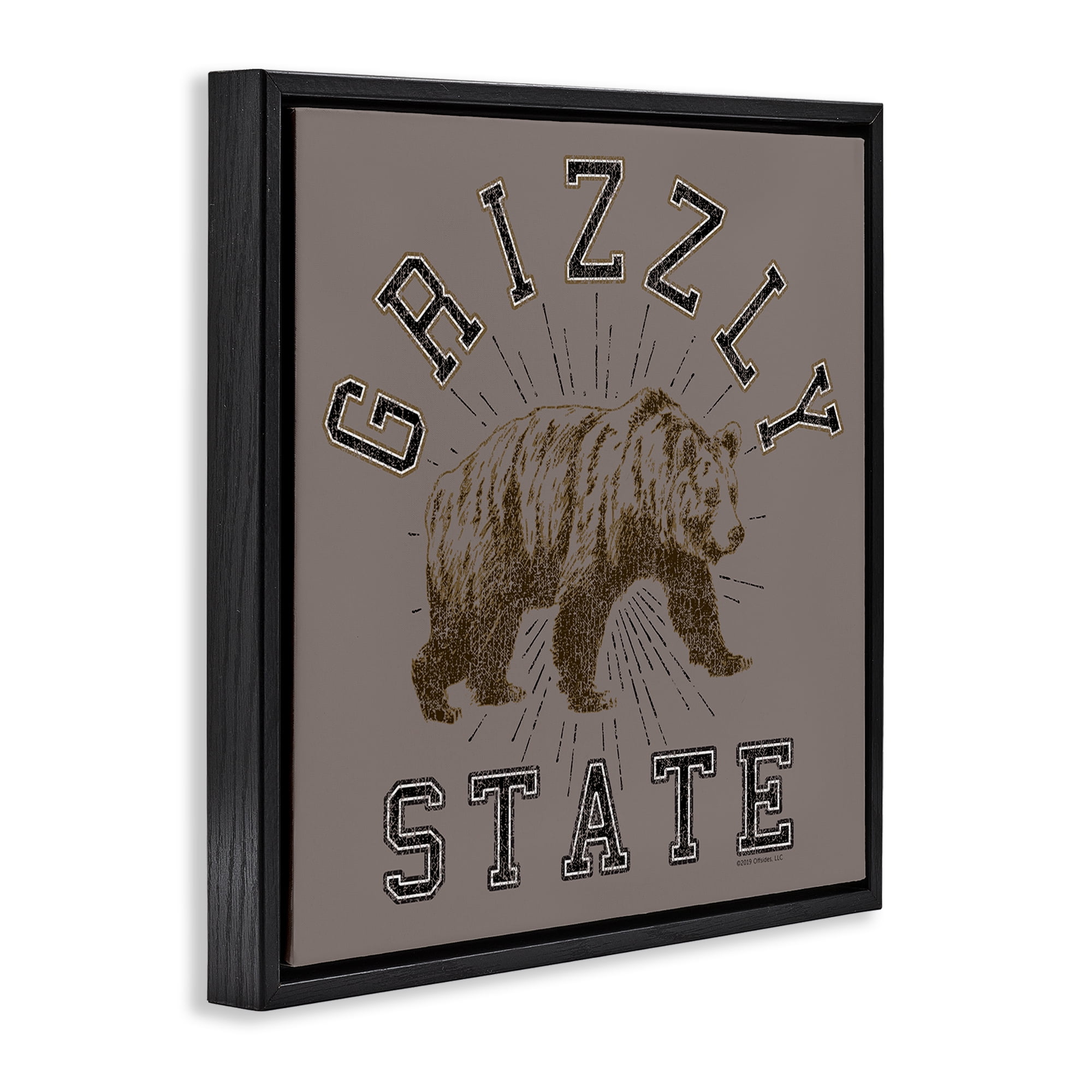 Stupell Industries Grizzly State Vintage Novelty & Humor Painting Black Floater Framed Canvas Art Print Wall Art, 25 x 25