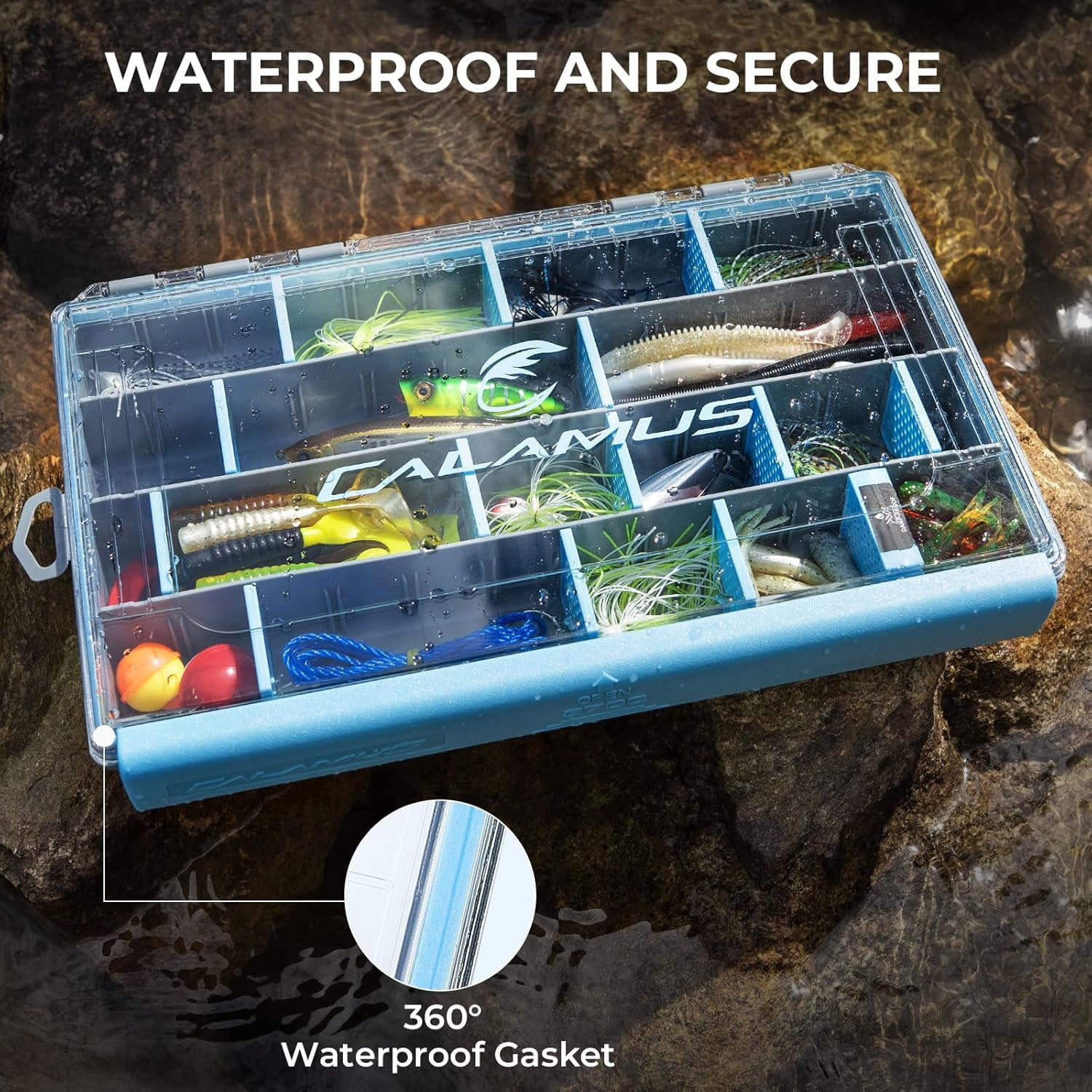 Calamus Waterproof Terminal Tackle Storage Box, 3700*2 Tackle Trays, Fishing Tackle Box Lure Box