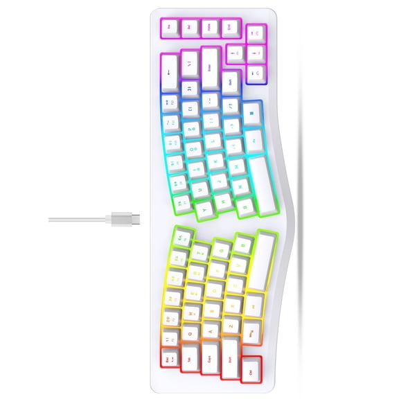 69 Key Ergonomic Mechanical Gaming Keyboards USB C Detachable Cable 18 Rgbs Backlit Mode Silents Design AntiGhosting For