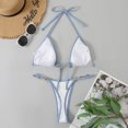thumbnail image 4 of Nuevo traje de baño de bikini dividido a juego de color para mujer, top de bikini triangular con tiras, top de traje de baño con relleno push up y cuello halter sexy, 4 of 5