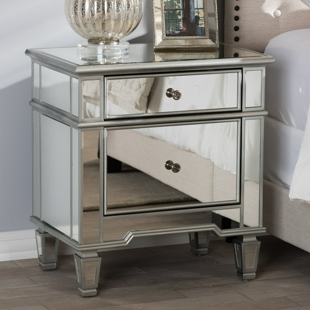 Baxton Studio Sussie Hollywood Regency Glamour Style Mirrored 2Drawer