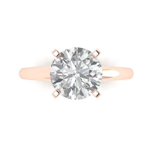 Solitaire Engagement Ring for Women - 2.5ct White Sapphire in 18K Rose Gold Promise Ring