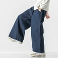 thumbnail image 2 of HBFAGFB Jeans for Men Male Retro Washed Wide Leg Pants with Pockets Versatile Daily Wear Navy Size M, 2 of 7