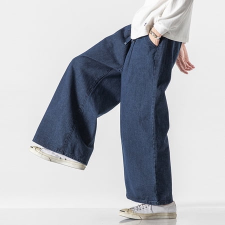 MHFRRA Bootcut Jeans for Men Male Baggy Jeans Retro Washed Workwear Jeans Casual Loose Pants Casual Pants Size XXXL