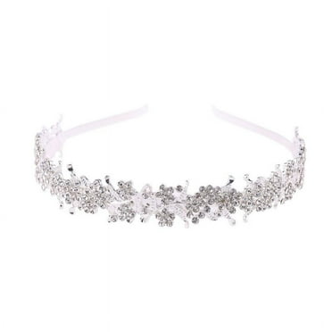 Milue Gorgeous Wedding Flower Leaf Bridal Tiara Crystal Rhinestones Tiara for Women