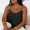 Black, variant on CHICME Tank Tops For Women Summer Solid Color Spaghetti Strap Double Layers Pleated Loose Casual Chiffon Camisole With Beaded Vest Black-S