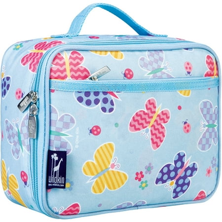 Wildkin Kids Butterfly Garden Blue Insulated Lunch Box for Boys and