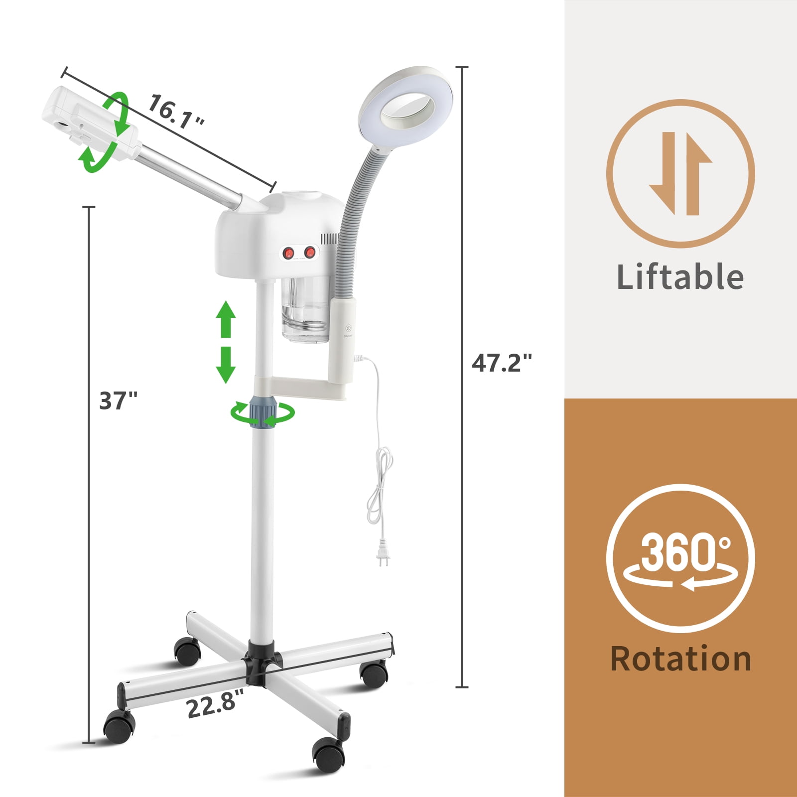 Ktaxon Magnifying Lamp Beauty Salon Spa Facial Steamer 2-in